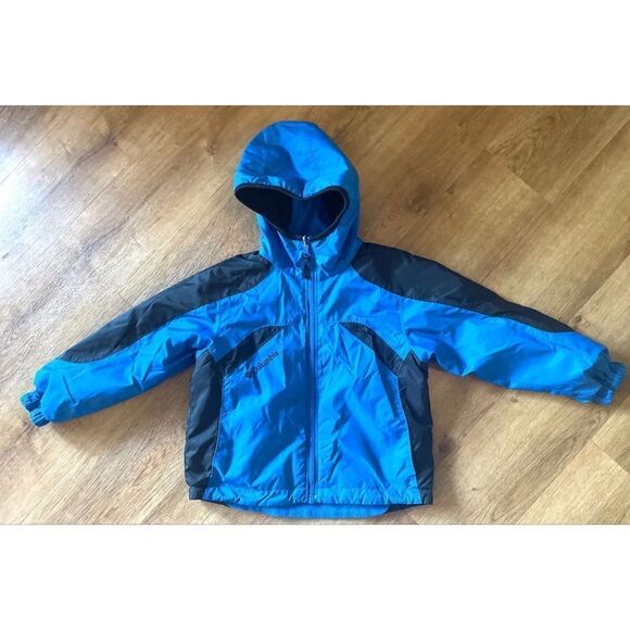Columbia Blue/Black Hooded Reversible Youth Jacket Size 4/5 Front Zipper - Picture 1 of 13